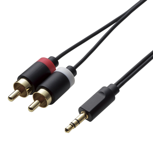 オーディオケーブル/音楽伝送/3.5φオス-RCAピンプラグ×2/ブラック/2.0m