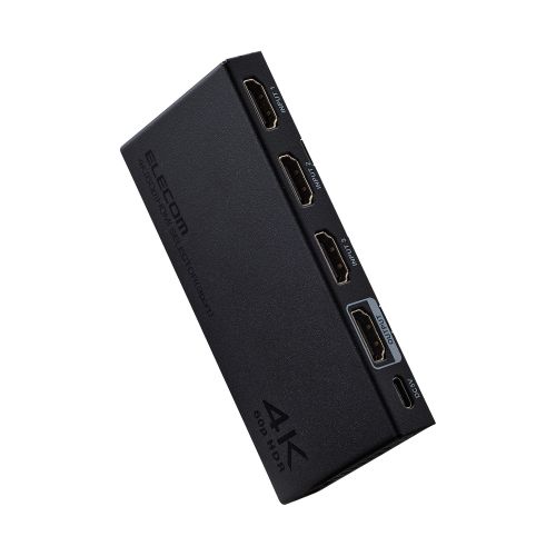HDMI切替器/4K60Hz対応/4ポート/3入力(HDMI)+1出力(HDMI)/メタル筐体/ブラック