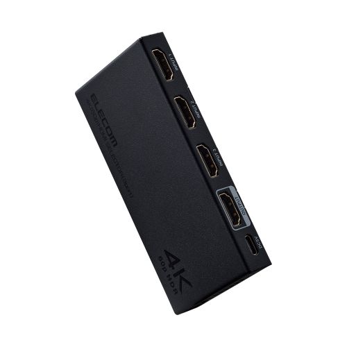 HDMI切替器/4K60Hz対応/4ポート/3入力(HDMI)+1出力(HDMI)/メタル筐体/ブラック