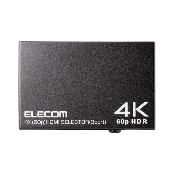 HDMI切替器/4K60P対応/3ポート/3入力1出力/専用リモコン付/ブラック