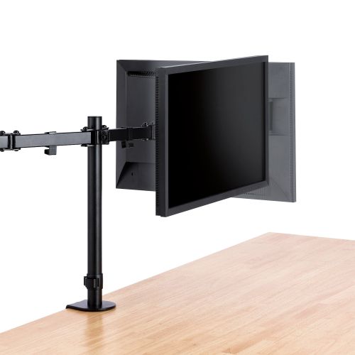 モニターアーム/ディスプレイアーム/ダブルアーム/ロング/ブラック