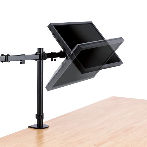 モニターアーム/ディスプレイアーム/ダブルアーム/ロング/ブラック