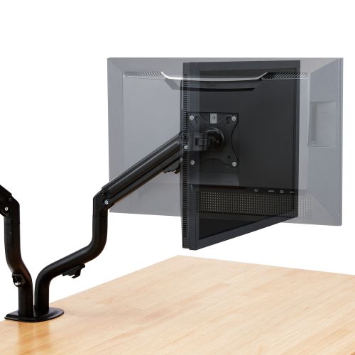 モニターアーム/ディスプレイアーム/ダブルアーム/ロング/スプリング式/ブラック