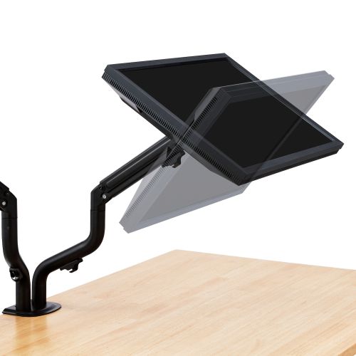 モニターアーム/ディスプレイアーム/ダブルアーム/ロング/スプリング式/ブラック