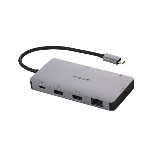 Type-Cドッキングステーション/USB PD(140W)対応/USB-A×2/USB-C×2/HDMI(4K60Hz)/SD+microSD/LAN/シルバー