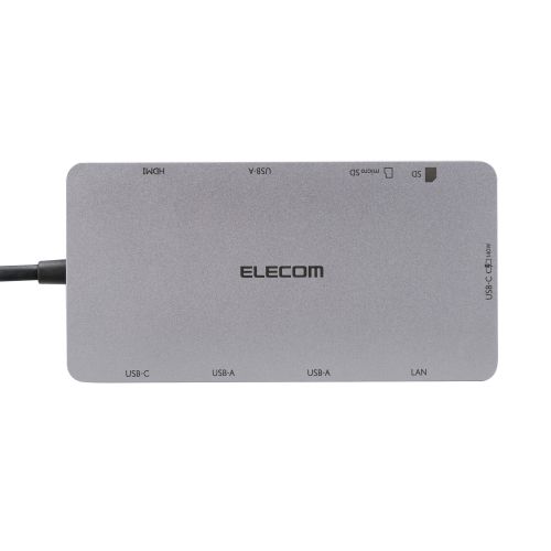 Type-Cドッキングステーション/USB PD(140W)対応/USB-A×2/USB-C×2/HDMI(4K60Hz)/SD+microSD/LAN/シルバー