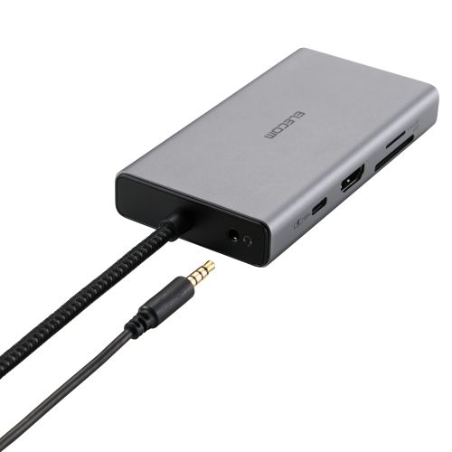 Type-Cドッキングステーション/USB PD対応/10Gpbs/USB-A×3/USB-C×1/HDMI×1/VGA×1/SD+microSD/LAN/3.5φ/シルバー