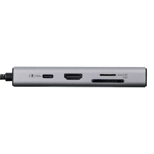 Type-Cドッキングステーション/USB PD対応/10Gpbs/USB-A×3/USB-C×1/HDMI×1/VGA×1/SD+microSD/LAN/3.5φ/シルバー