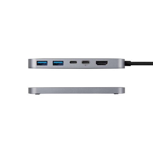 Type-C ドッキングステーション/アルミボディ/固定用スタンド付き/USB-A×2/HDMI×1/USB-C×2/シルバー
