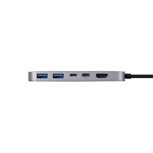 Type-C ドッキングステーション/アルミボディ/固定用スタンド付き/USB-A×2/HDMI×1/USB-C×2/シルバー