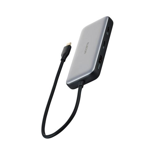 Type-C ドッキングステーション/USB PD対応/USB 10Gbps×2/HDMI×1/充電用USB-C×1/データ転送用USB-C×1/LANポート/シルバー