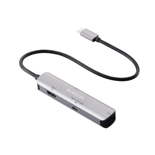 Type-Cドッキングステーション/USB PD対応/充電用Type-C/USB(3.1)/HDMI/LAN/シルバー