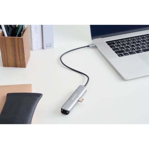Type-Cドッキングステーション/USB PD対応/充電用Type-C/USB(3.1)/HDMI/LAN/シルバー