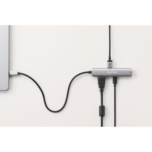 Type-Cドッキングステーション/USB PD対応/充電用Type-C/USB(3.1)/HDMI/LAN/シルバー