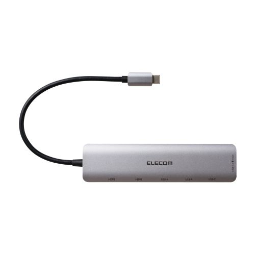 Type-Cドッキングステーション/USB PD対応/USB-A×2/USB-C×2/HDMI(4K60Hz)×2/シルバー