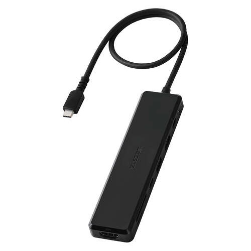 Type-C ドッキングステーション/磁石付き/USB-A×2/HDMI×1/USB-C×2/SD+microSDカードスロット/ブラック