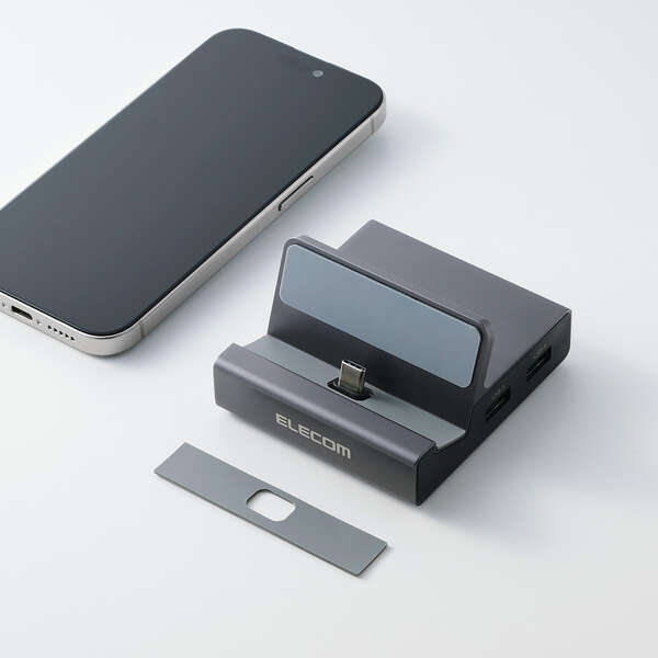 Type-Cドッキングステーション/スマホスタンド型/USB-A×2/USB-C×1/HDMI(4K60Hz)/SD+microSD/グレー