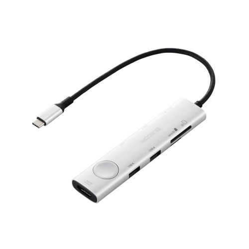 Type-Cドッキングステーション/画面オンオフスイッチ付/USB PD対応/USB-A×2/USB-C×3/HDMI(4K60Hz)/SD+microSD/シルバー