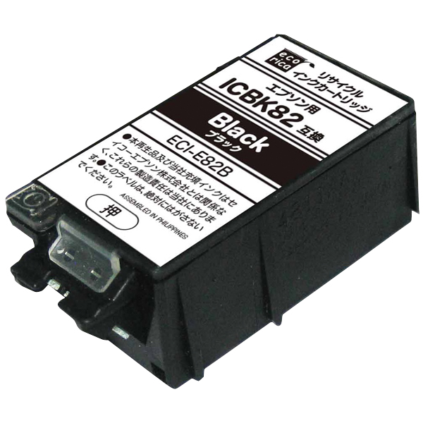 エコリカ リサイクルインクカートリッジ/EPSON/ICBK82互換/ブラック