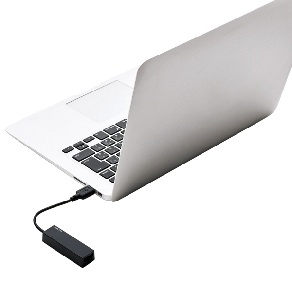 有線LANアダプタ/USB2.0/Type-A/ブラック