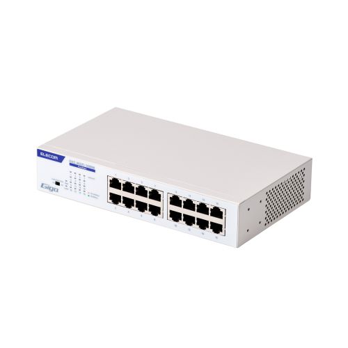 法人専用/Giga対応スイッチングHub/16ポート/金属筐体/磁石付き/電源内蔵モデル/ホワイト