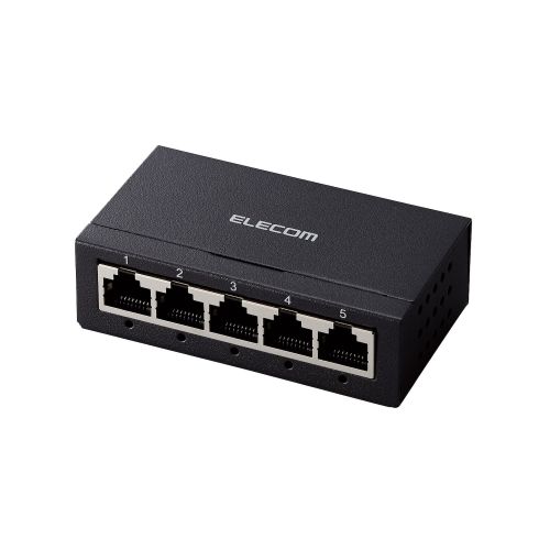 Giga対応スイッチングハブ/5ポート/金属筺体/電源外付けモデル/ブラック