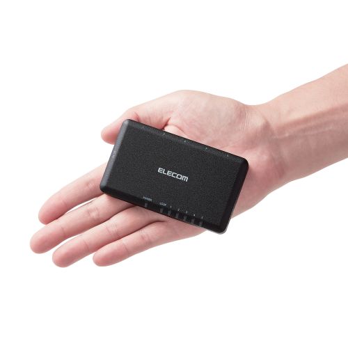 Giga対応スイッチングハブ/5ポート/プラスチック筐体/小型/ブラック