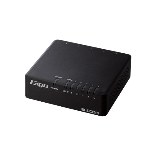 Giga対応スイッチングHub/5ポート/磁石付き/プラスチック筐体/電源外付モデル/ブラック