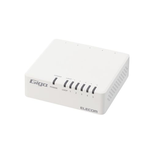 Giga対応スイッチングHub/5ポート/磁石付き/プラスチック筐体/電源外付モデル/ホワイト
