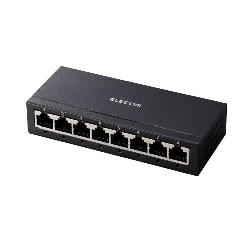 Giga対応スイッチングハブ/8ポート/金属筺体/電源外付けモデル/ブラック