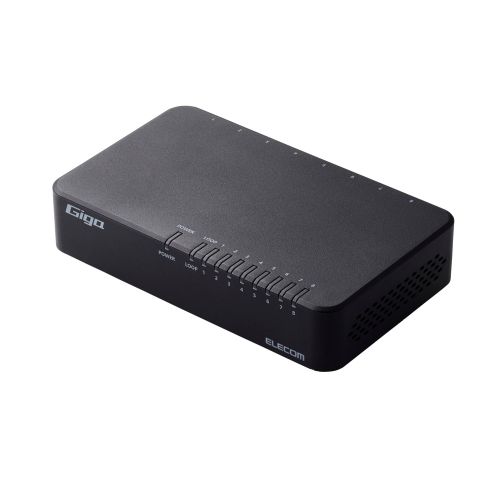 Giga対応スイッチングHub/8ポート/プラスチック筐体/電源外付モデル/ブラック