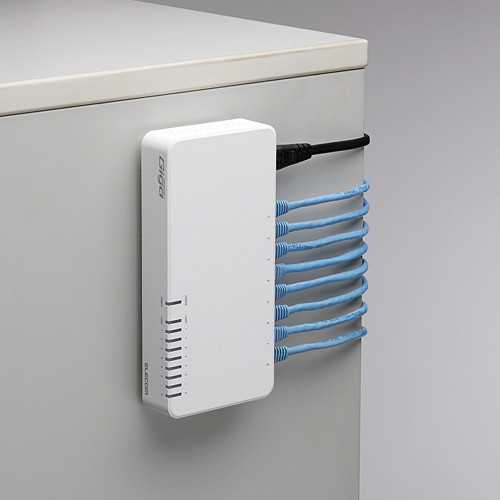 Giga対応スイッチングHub/8ポート/プラスチック筐体/磁石付き/電源内蔵モデル/ホワイト