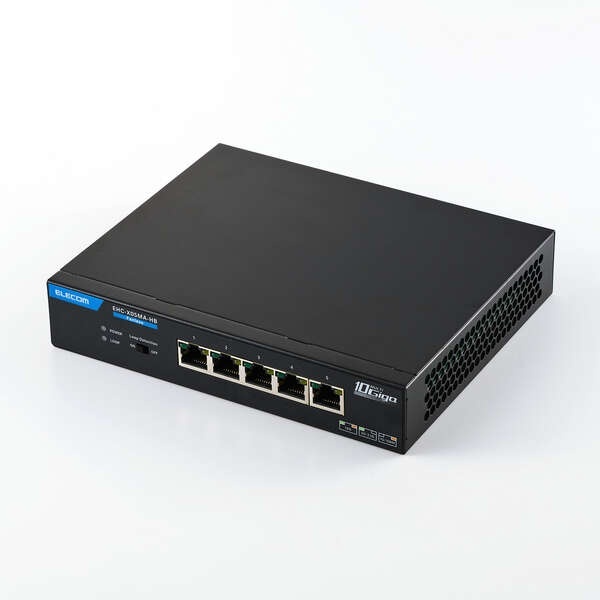 Giga対応スイッチングHub/5ポート/10G/金属筐体/電源外付モデル/ブラック