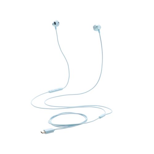 有線イヤホン/USB Type-C/高耐久/セミオープン/14.2mmドライバ/ブルー