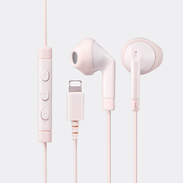 ステレオヘッドホン(マイク付)/セミオープン型/Lightning/13.6mmドライバ/FAST MUSIC/F10I/ピンク