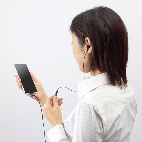 microUSBヘッドホン/モノラル/マイク有/ブラック
