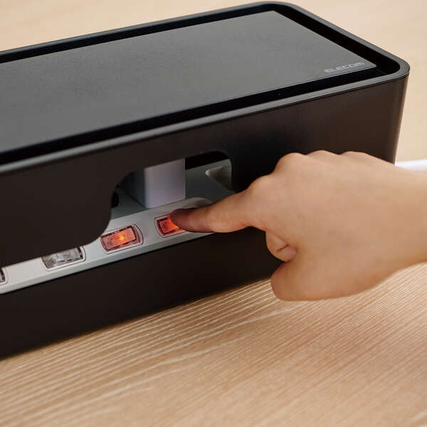 多機能ケーブル収納ボックス/スタンド付/小/ブラック