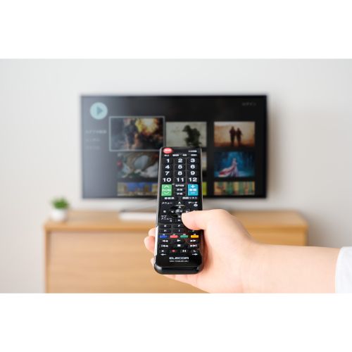 かんたんTVリモコン/12メーカー対応/ブラック