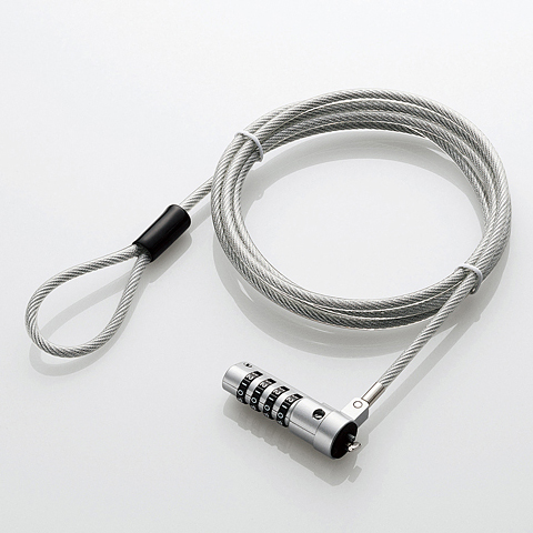 セキュリティワイヤーロック/小型/首振り90度/ヘッド部360度回転