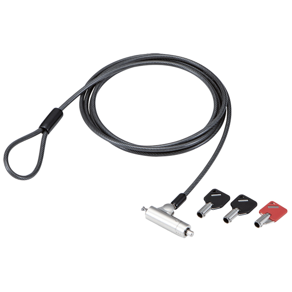 セキュリティワイヤー/マルチスロット対応(3×7mm・2.5×6mm・3.2×4.5mm)/シリンダー錠/統一キー仕様/アジャストツール付き