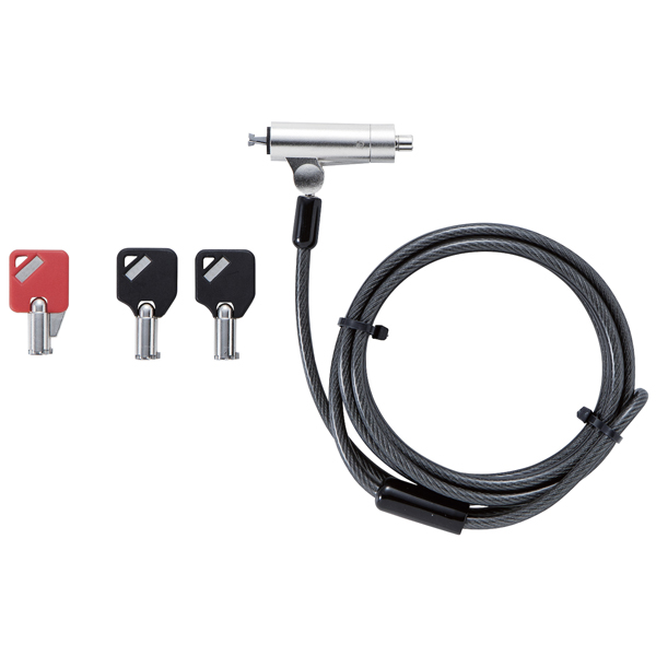 セキュリティワイヤー/マルチスロット対応(3×7mm・2.5×6mm・3.2×4.5mm)/シリンダー錠/アジャストツール付き