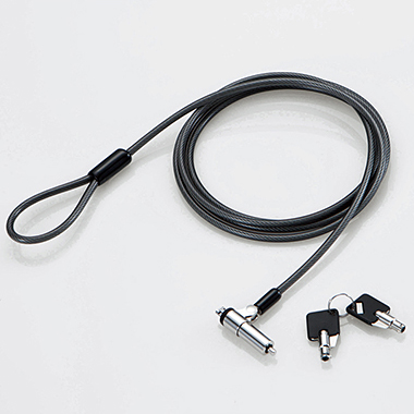 セキュリティワイヤー/超小型シリンダー錠/首振り90度/ヘッド部360度回転