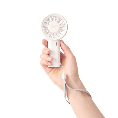 ハンディファン/リチウムイオン電池/5段階調整/コンパクトモデル/ストラップ付/USB Type-C充電/ホワイト