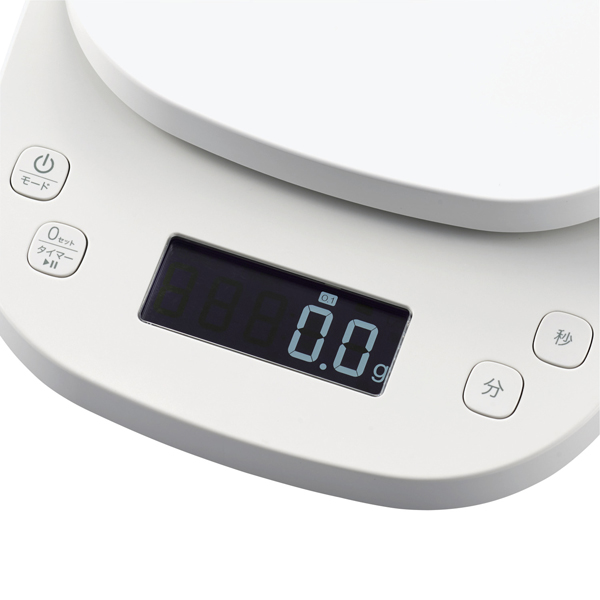 キッチンスケール/タイマー付/最大2kg/最小0.1g表示/ホワイト