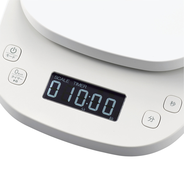 キッチンスケール/タイマー付/最大2kg/最小0.1g表示/ホワイト