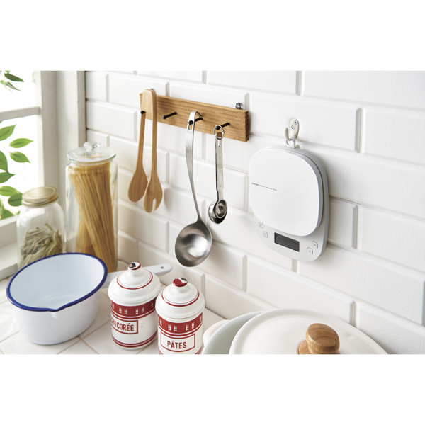 キッチンスケール/タイマー付/最大2kg/最小0.1g表示/ホワイト