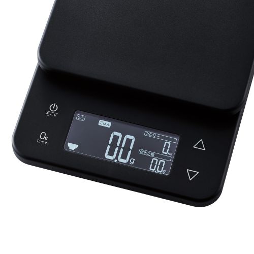 キッチンスケール/計量器/カロリー計測/3種登録(ご飯+炭水化物2種)/最大3kg/最小0.5g表示/バックライト付/ブラック