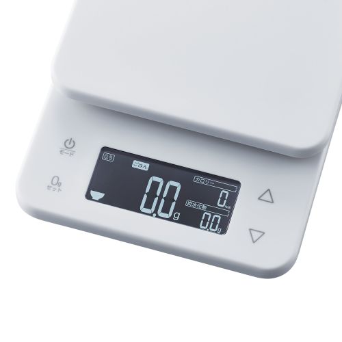 キッチンスケール/計量器/カロリー計測/3種登録(ご飯+炭水化物2種)/最大3kg/最小0.5g表示/バックライト付/ホワイト