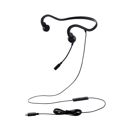 有線ヘッドセット/骨伝導/USB Type-C/耳せん付属/ブラック