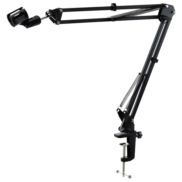 マイクスタンド/フレキシブルアーム型/保護クッションシート付き/コードホルダー付き/ブラック